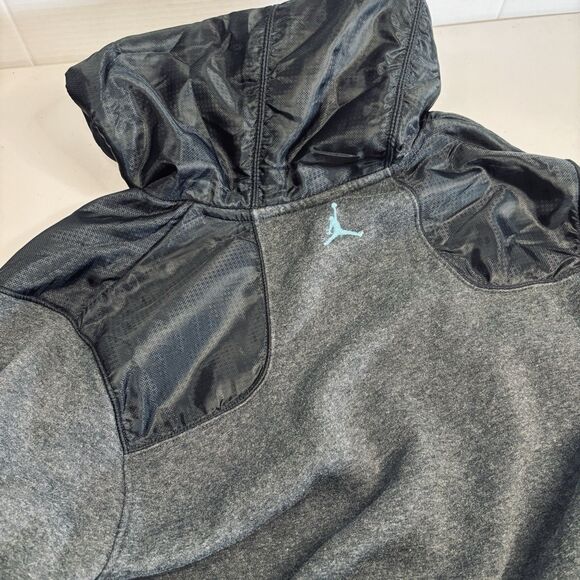 Mens Nike Air Jordan Vintage Y2K Gray Hoodie Sweatshirt Blue Jumpman Size L - Picture 8 of 14